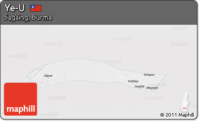 Silver Style Panoramic Map of Ye-U, single color outside