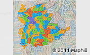 Political 3D Map of Shan, lighten, semi-desaturated