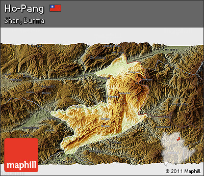 Physical 3D Map of Ho-Pang, darken