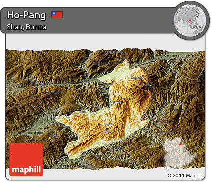 Physical 3D Map of Ho-Pang, darken