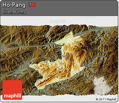 Physical 3D Map of Ho-Pang, darken