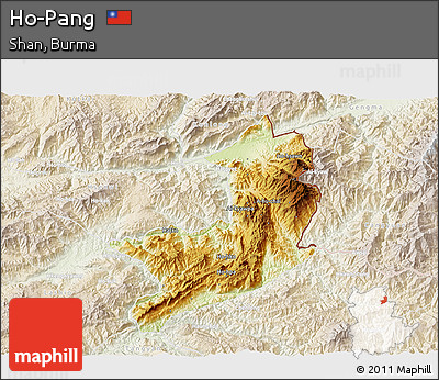 Physical 3D Map of Ho-Pang, lighten