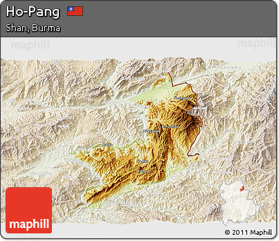 Physical 3D Map of Ho-Pang, lighten