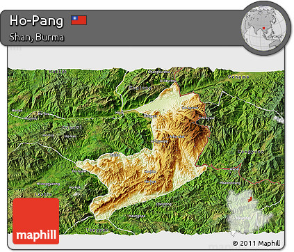Physical 3D Map of Ho-Pang, satellite outside