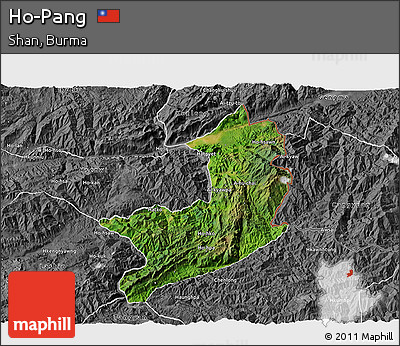 Satellite 3D Map of Ho-Pang, desaturated