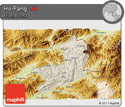 Shaded Relief 3D Map of Ho-Pang, physical outside