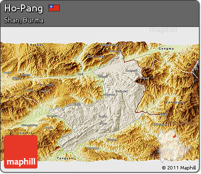 Shaded Relief 3D Map of Ho-Pang, physical outside