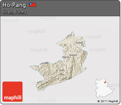 Shaded Relief 3D Map of Ho-Pang, single color outside