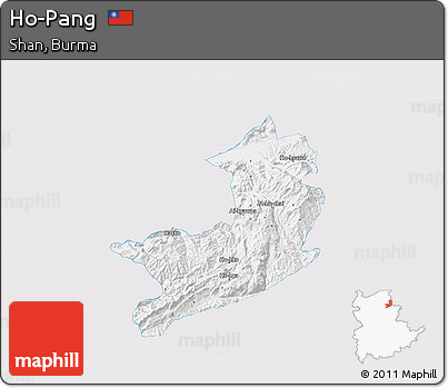 Silver Style 3D Map of Ho-Pang, single color outside