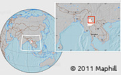 Gray Location Map of Ho-Pang, highlighted parent region, within the entire country, hill shading