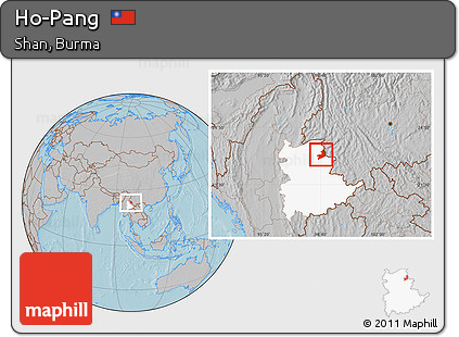 Gray Location Map of Ho-Pang, highlighted parent region, hill shading