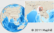 Shaded Relief Location Map of Ho-Pang, highlighted country, highlighted parent region, within the entire country