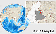 Shaded Relief Location Map of Ho-Pang, highlighted country, highlighted parent region