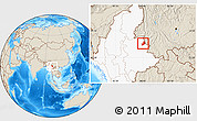 Shaded Relief Location Map of Ho-Pang, highlighted country