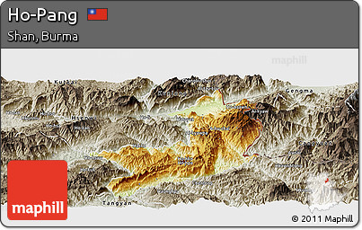 Physical Panoramic Map of Ho-Pang, semi-desaturated
