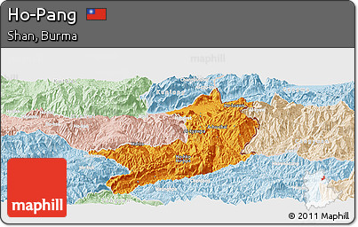 Political Panoramic Map of Ho-Pang, lighten