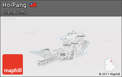 Silver Style Panoramic Map of Ho-Pang, single color outside