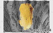 Physical 3D Map of Hsi Hseng, darken, desaturated