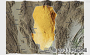Physical 3D Map of Hsi Hseng, darken, semi-desaturated