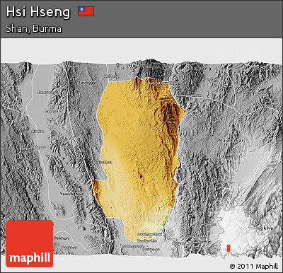 Physical 3D Map of Hsi Hseng, desaturated