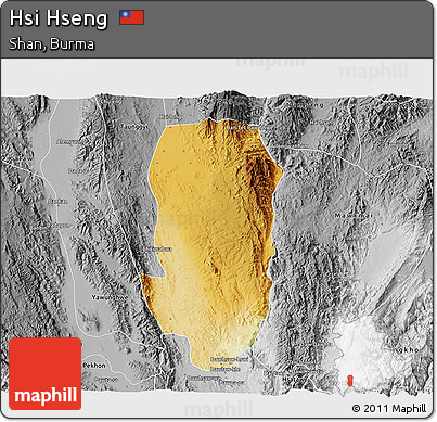 Physical 3D Map of Hsi Hseng, desaturated