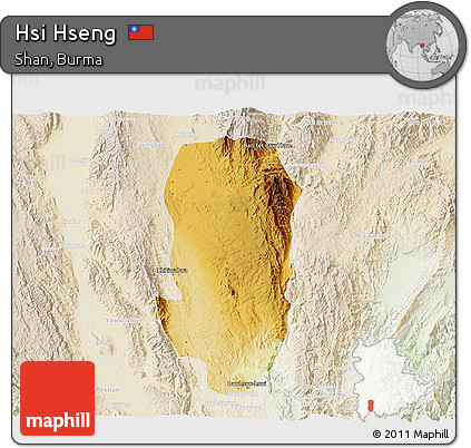 Physical 3D Map of Hsi Hseng, lighten