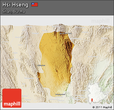 Physical 3D Map of Hsi Hseng, lighten