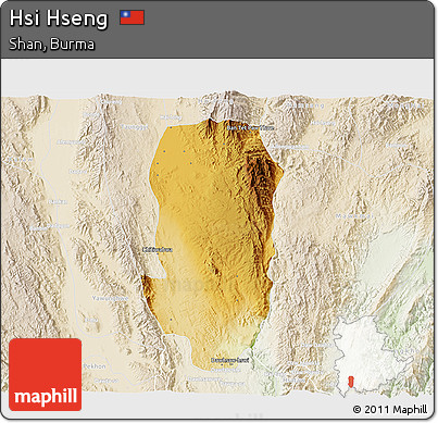 Physical 3D Map of Hsi Hseng, lighten