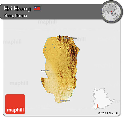 Physical 3D Map of Hsi Hseng, single color outside