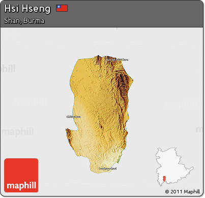 Physical 3D Map of Hsi Hseng, single color outside
