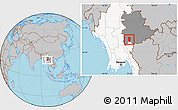 Gray Location Map of Hsi Hseng, highlighted country, highlighted parent region