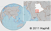 Gray Location Map of Hsi Hseng, highlighted parent region, hill shading
