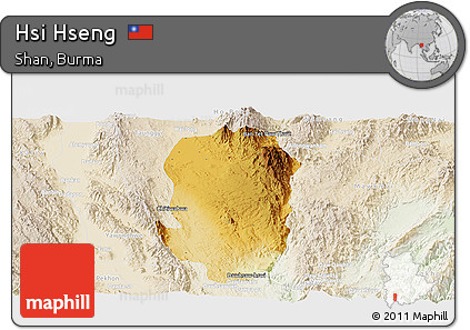 Physical Panoramic Map of Hsi Hseng, lighten