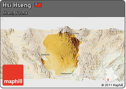 Physical Panoramic Map of Hsi Hseng, lighten