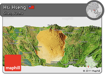 Physical Panoramic Map of Hsi Hseng, satellite outside