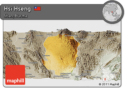 Physical Panoramic Map of Hsi Hseng, semi-desaturated