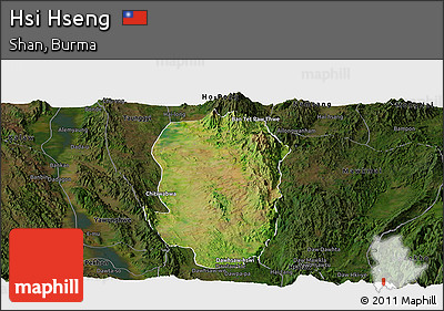 Satellite Panoramic Map of Hsi Hseng, darken
