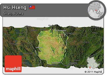 Satellite Panoramic Map of Hsi Hseng, darken
