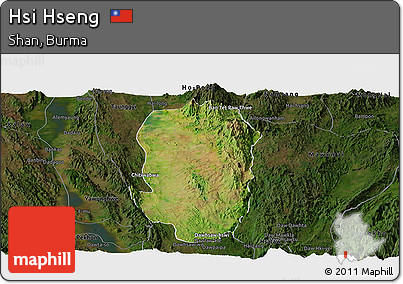 Satellite Panoramic Map of Hsi Hseng, darken