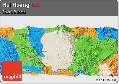 Shaded Relief Panoramic Map of Hsi Hseng, political outside