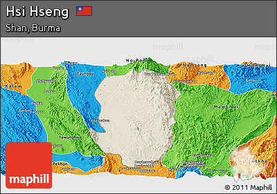 Shaded Relief Panoramic Map of Hsi Hseng, political outside