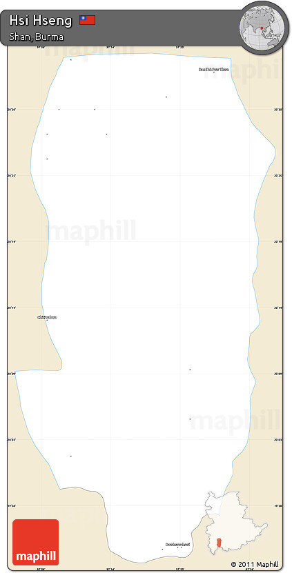Classic Style Simple Map of Hsi Hseng, single color outside