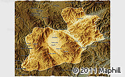 Physical 3D Map of Keng Tung, darken