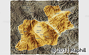 Physical 3D Map of Keng Tung, darken, semi-desaturated