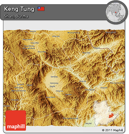 Physical 3D Map of Keng Tung