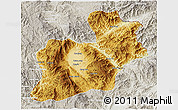 Physical 3D Map of Keng Tung, lighten, semi-desaturated