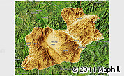 Physical 3D Map of Keng Tung, satellite outside