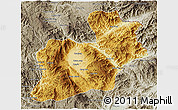 Physical 3D Map of Keng Tung, semi-desaturated