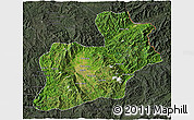 Satellite 3D Map of Keng Tung, darken, semi-desaturated