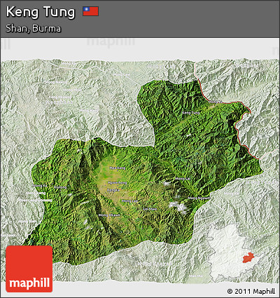 Satellite 3D Map of Keng Tung, lighten